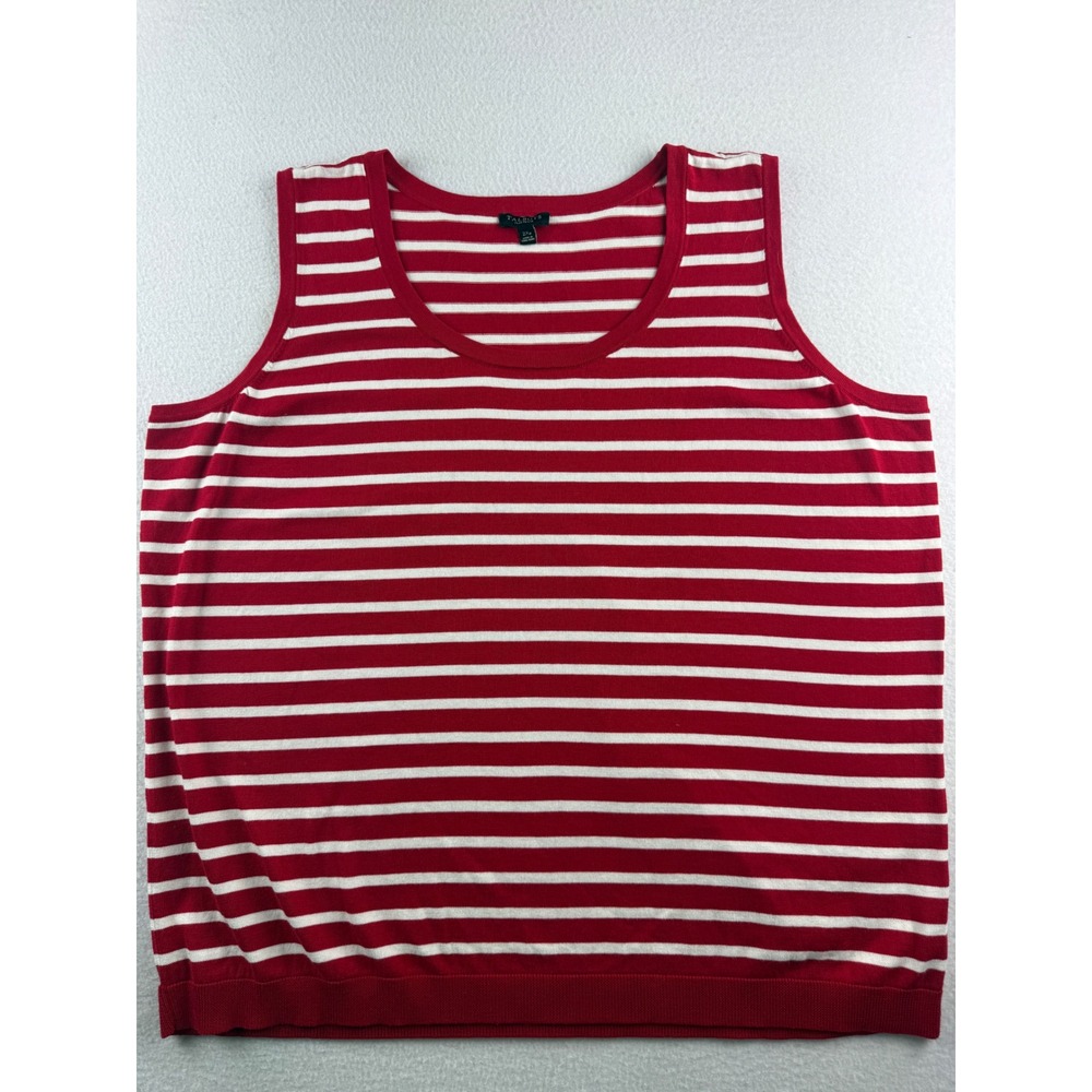 Talbots Red White Striped Sleeveless Sweater Tank Top Plus Petite 2XP Scoop Neck